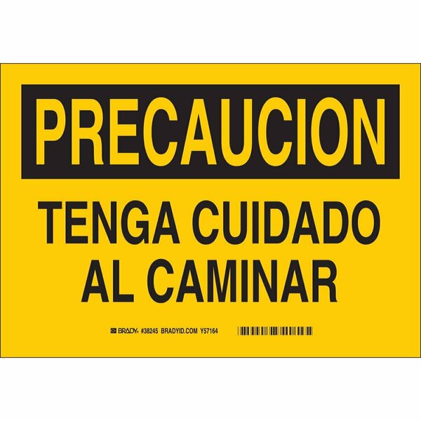 Brady Sign, Caution, 10X14, Spanish, Width: 14" 38245